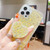 For iPhone 14 Pro Starry Sequin Heart Stand Epoxy TPU Phone Case(Yellow)