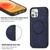 For iPhone 12 / 12 Pro Retro Business Round Embossing Magnetic PU + TPU Protective MagSafe Case(Blue)