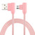25cm USB to Micro USB Nylon Weave Style Double Elbow Charging Cable, For Samsung / Huawei / Xiaomi / Meizu / LG / HTC and Other Smartphones (Pink)