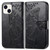 For iPhone 15 Butterfly Love Flower Embossed Leather Phone Case(Black)