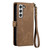 For Samsung Galaxy S21 5G Geometric Zipper Wallet Side Buckle Leather Phone Case(Brown)