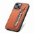 For iPhone 15 Plus Carbon Fiber Vertical Flip Zipper Phone Case(Brown)