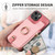 For iPhone 14 Cross Leather Ring Vertical Zipper Wallet Back Phone Case(Pink)