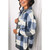 Lapel Long Sleeve Flannel Check Shirt Loose Casual Cardigan Jacket for Ladies (Color:Blue Size:L)