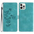 For iPhone 12 Pro Max Flower Embossing Pattern Leather Phone Case(Sky Blue)