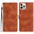 For iPhone 14 Pro Max Flower Embossing Pattern Leather Phone Case(Brown)