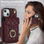 For iPhone 13 Rhombic Texture Card Bag Phone Case with Long Lanyard(Wine Red)