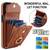 For iPhone 15 Pro Max Rhombic Texture Card Bag Phone Case with Long Lanyard(Brown)