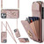 For iPhone 15 Plus Rhombic Texture Card Bag Phone Case with Long Lanyard(Rose Gold)