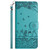 For iPhone 15 Cat Embossing Pattern Leather Phone Case with Lanyard(Blue)