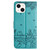 For iPhone 15 Cat Embossing Pattern Leather Phone Case with Lanyard(Blue)