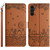 For Samsung Galaxy S24 Cat Embossing Pattern Leather Phone Case with Lanyard(Brown)