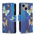 For iPhone 15 Plus Colored Drawing Pattern Zipper Phone Leather Case(Gold Butterfly)