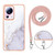 For Xiaomi 13 Lite 5G Electroplating Marble Dual-side IMD Phone Case with Lanyard(White 006)