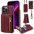 For iPhone 13 Pro Crossbody Lanyard Zipper Wallet Leather Phone Case(Wine Red)