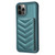 For iPhone 12 / 12 Pro BF26 Wave Pattern Card Bag Holder Phone Case(Green)