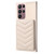 For Samsung Galaxy S22 Ultra 5G BF26 Wave Pattern Card Bag Holder Phone Case(Beige)