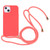 For iPhone 15 Plus Wheat Straw TPU Shockproof Phone Case with Neck Lanyard(Red)