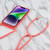 For iPhone 15 Plus Wheat Straw TPU Shockproof Phone Case with Neck Lanyard(Red)