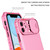 For iPhone 15 Stereoscopic Holder Sliding Camshield Phone Case(Pink)