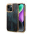 For iPhone 15 Denior Oil Wax Cowhide Plating Phone Case(Blue) For iPhone 15 Denior Oil Wax Cowhide Plating Phone Case(Blue)