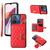 For Xiaomi Redmi 12C Horizontal Card Bag Ring Holder Phone Case with Dual Lanyard(Red)