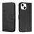For iPhone 15 Plus Stitching Calf Texture Buckle Leather Phone Case(Black)