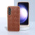 For Samsung Galaxy S23 FE 5G Nano Plating Weave Plaid Texture PU Phone Case(Brown)
