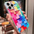 For iPhone 14 Pro Max Colorful Toy Bricks Pattern Shockproof Glass Phone Case(Silver)