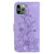 For iPhone 11 Pro Lily Embossed Leather Phone Case(Purple)