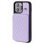For iPhone 15 Pro Max Grid Texture Card Bag Phone Case with Lanyard(Purple)