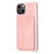 For iPhone 15 BF28 Frosted Card Bag Phone Case with Holder(Pink)