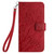 For iPhone 13 Tree Birds Embossed Pattern Leather Phone Case(Red)