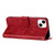 For iPhone 13 Tree Birds Embossed Pattern Leather Phone Case(Red)