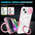 For iPhone 15 Sliding Camshield Magsafe Holder TPU Hybrid PC Phone Case(Pink White)