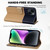 For iPhone 15 Plus Cute Pet Series Color Block Buckle Leather Phone Case(Khaki)