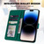 For iPhone 14 Pro Max Cute Pet Series Color Block Buckle Leather Phone Case(Dark Green)