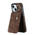 For iPhone 15 Retro Ring and Zipper RFID Card Slot Phone Case(Brown)