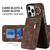 For iPhone 15 Retro Ring and Zipper RFID Card Slot Phone Case(Brown)