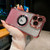 For iPhone 11 Pro Max 6D Electroplating Gradient Glitter Armor Magsafe Phone Case(Pink)