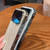 For iPhone 14 Wood Grain Large Window Electroplated + Acrylic Phone Case(Blue)