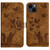 For iPhone 15 Butterfly Cat Embossing Flip Leather Phone Case(Brown)