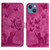 For iPhone 13 Butterfly Cat Embossing Flip Leather Phone Case(Pink)