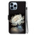 For iPhone 13 Pro Max Crystal Texture Colored Drawing Leather Phone Case(Crystal Peony)