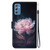 For Samsung Galaxy M52 5G Crystal Texture Colored Drawing Leather Phone Case(Purple Peony)