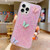 For iPhone 13 Pro Max Starry Sequin Rhinestones Color Butterflies Epoxy TPU Phone Case(Pink)