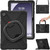 For Samsung Galaxy Tab A9+ Silicone Hybrid PC Tablet Case with Holder & Shoulder Strap(Black + Black)