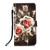 For iPhone 12 Pro Max Painted Flat Texture Leather Case with Lanyard & Card Slot & Wallet & Holder(Roses On Black)