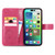 For iPhone 15 Four-leaf Clasp Embossed Buckle Leather Phone Case(Magengta)