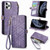 For iPhone 11 Pro Max Geometric Zipper Wallet Side Buckle Leather Phone Case(Purple)